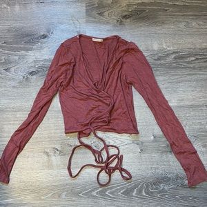 WOMENS SMALL TIE CROPPED SHIRT LONGSLEEVE